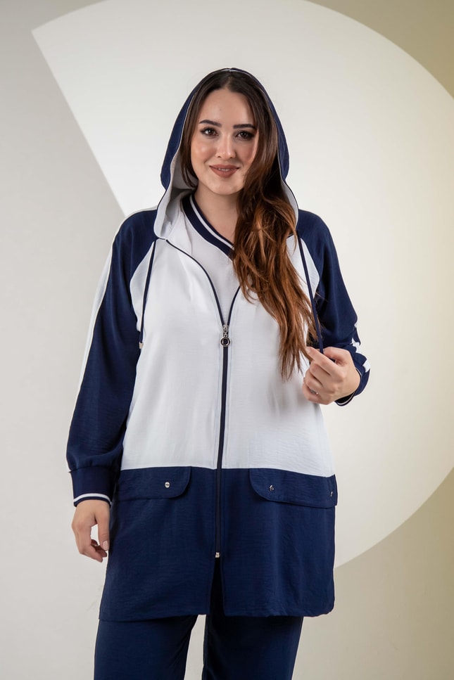 Büyük Beden 76318 Lovely Nakışlı 3'lü Takım Lacivert