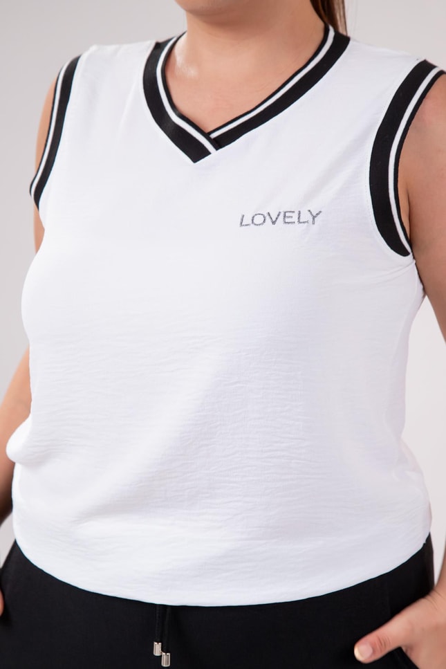Büyük Beden 76318 Lovely Nakışlı 3'Lü Takım Siyah