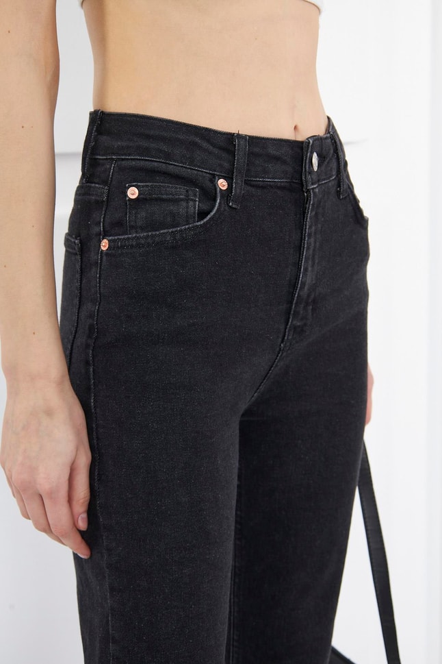 ANTRASİT YÜKSEK BEL BOYFIT JEAN 