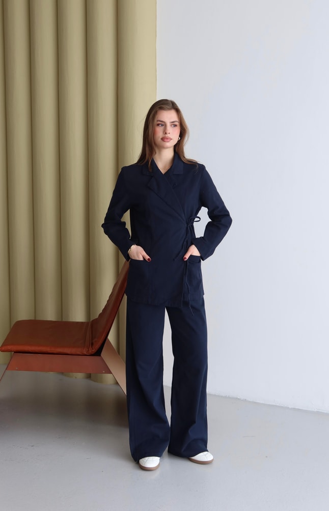 Gabardin Yandan Bağlamalı Takım
