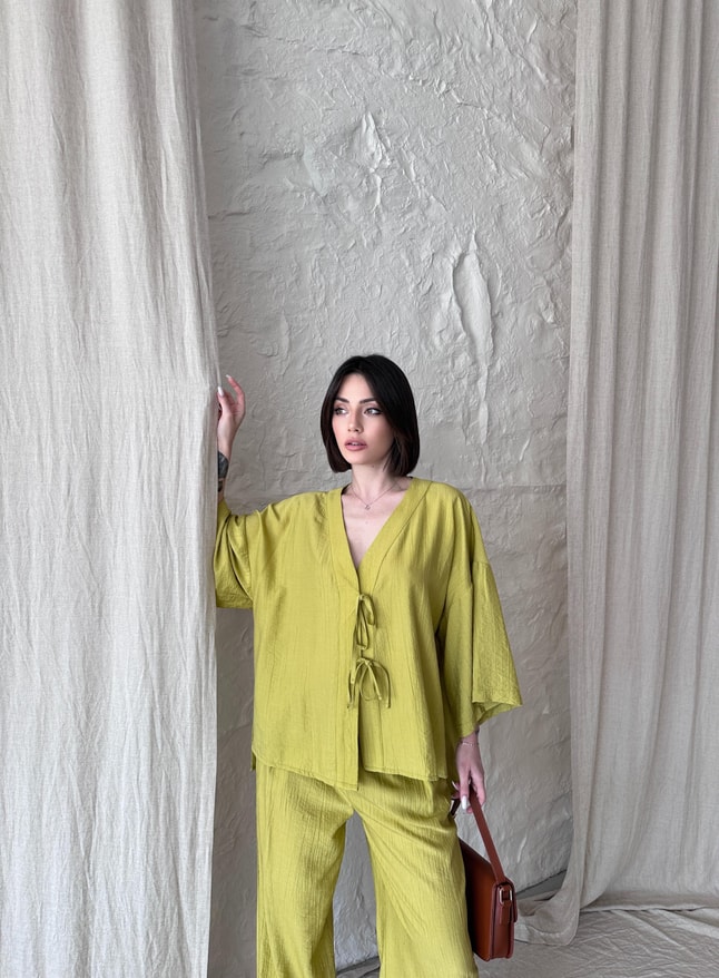 Kimono Çağla Yeşili Takım