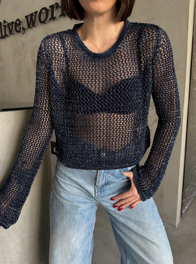 LACİVERT AJURLU TRİKO