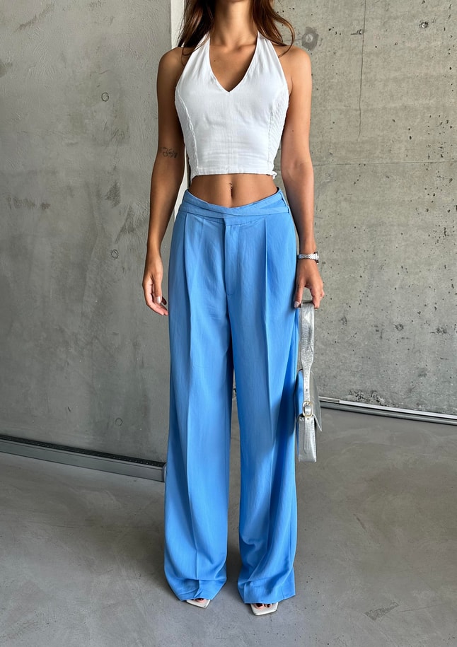 Marka Viskon Bağlama Detay Pantolon 
