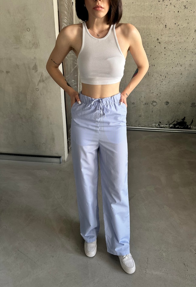 Mavi Çizgili Pijama Pantolon 