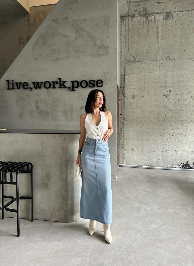 Maxi Denim Etek