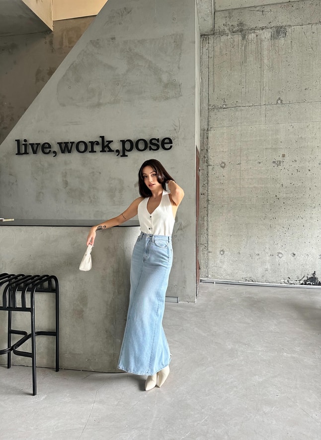 Maxi Denim Etek