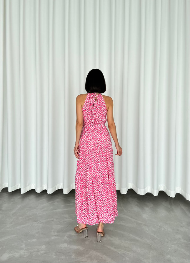 PEMBE DESENLİ ELBİSE
