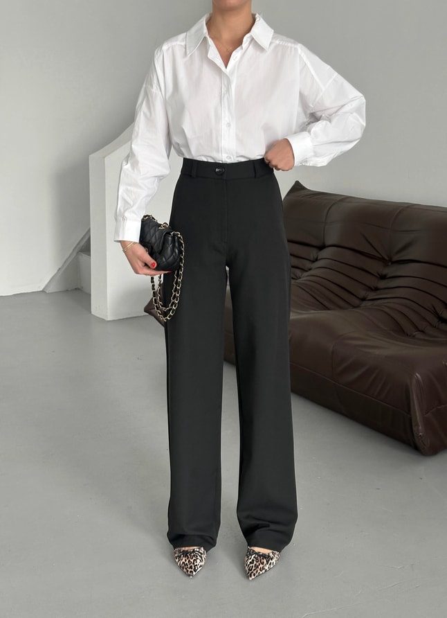 Siyah Straight Fit Pantolon 