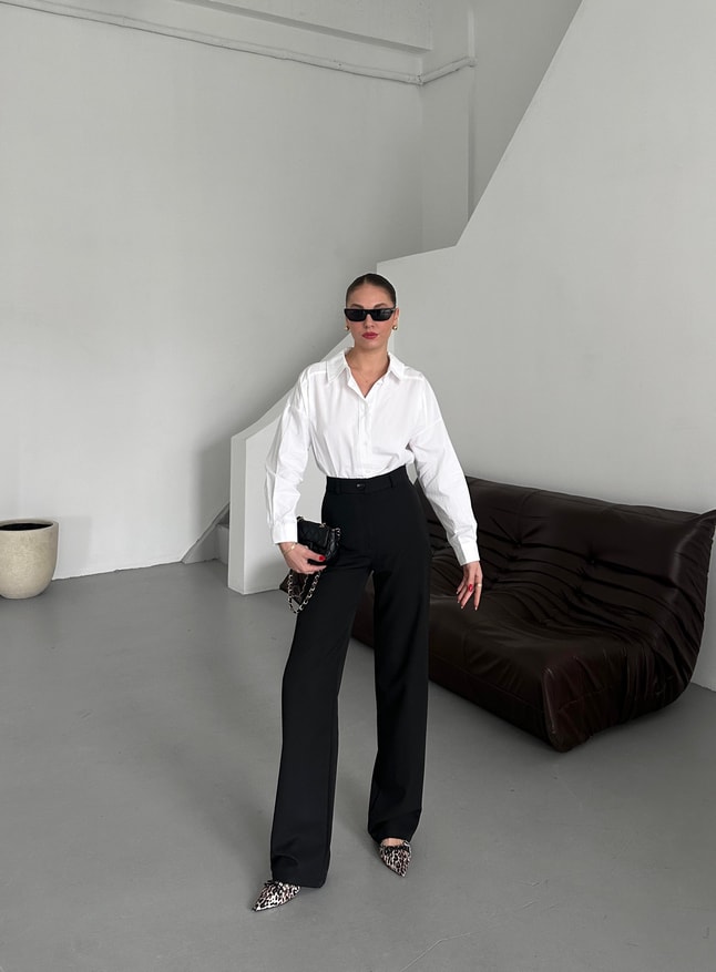 Siyah Straight Fit Pantolon 