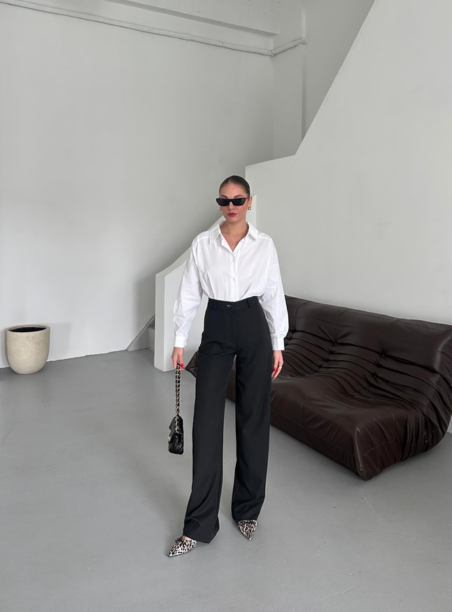 Siyah Straight Fit Pantolon 