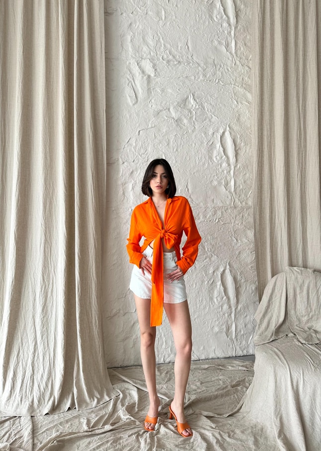TURUNCU KETEN BAĞLAMA GÖMLEK