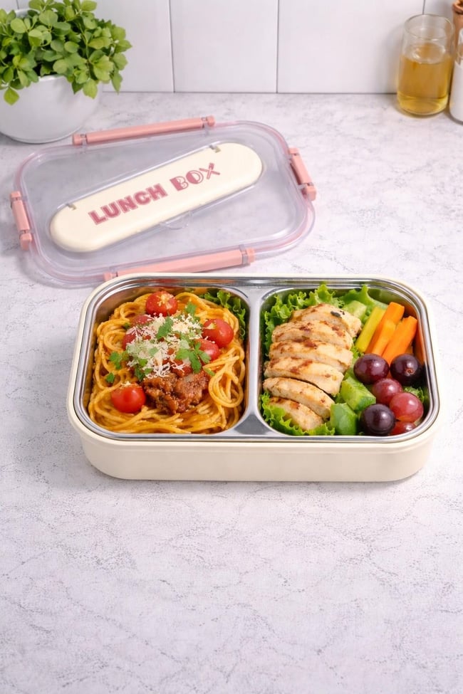 BRİLLANT 2 Bölmeli Paslanmaz Çelik Lunch Box BR-6669 23X16x8cm
