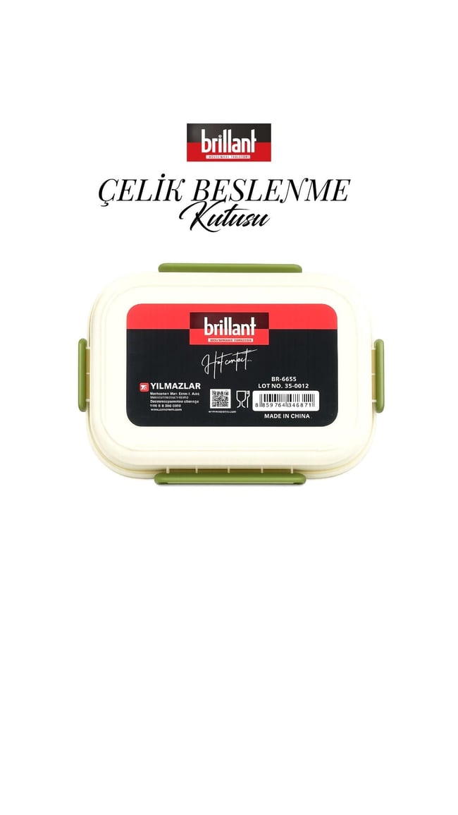 BRİLLANT 4 Bölmeli Paslanmaz Çelik Lunch Box BR-6671 26X20x7cm