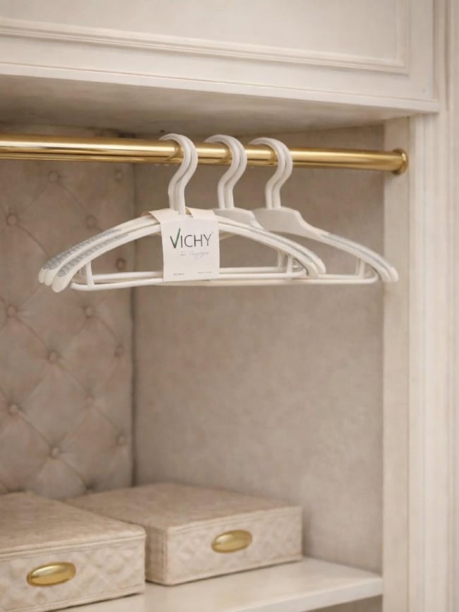 Vichy 5’Li Kaymaz Yüzeyli Askı 40 Cm – Krem Renk Elbise & Gömlek Askısı VCH-7024