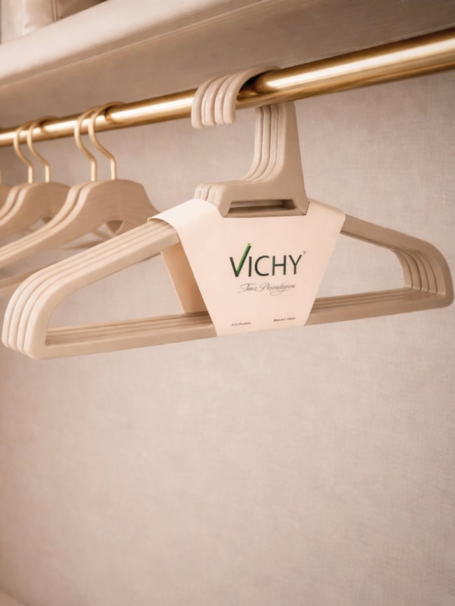 Vichy 5’Li Kaymaz Yüzeyli Askı 45 Cm – Bej Renk Elbise & Ceket Askısı VCH-7025