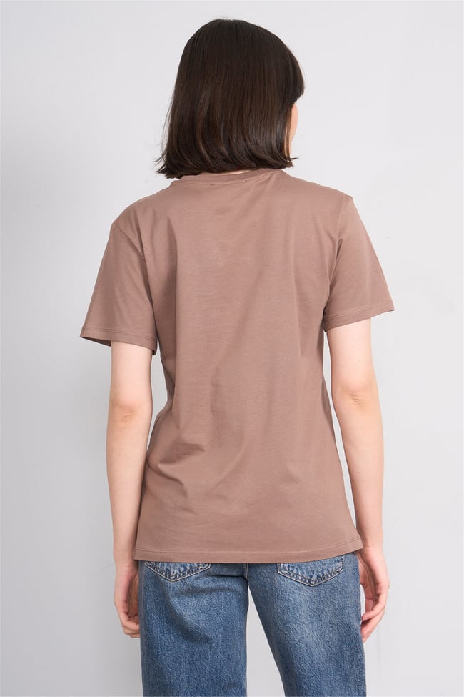 C.K Y26 8947 Fithit Byn B.Yk Regular Nakışlı T-shirt Kakao