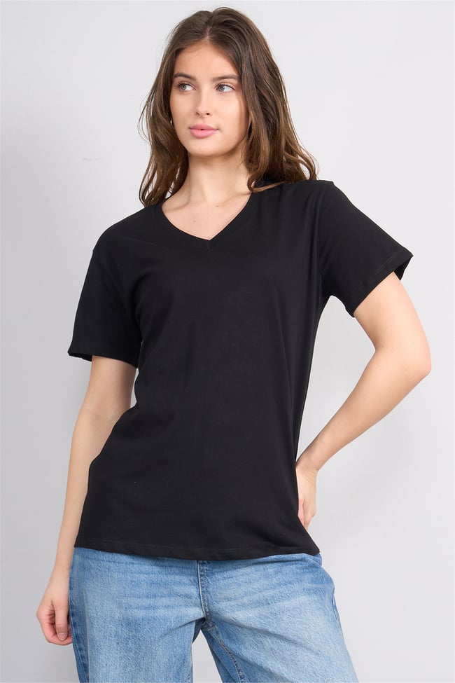 C.K Y26 3265 Fithit Byn V Yk. 30/1 Penye Basic Regular T-shirt Siyah
