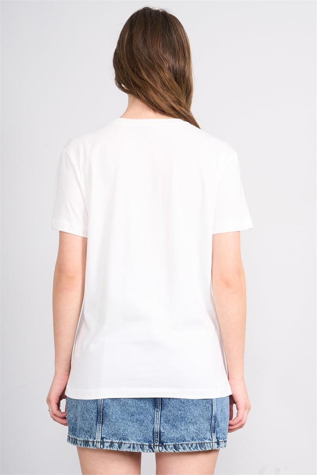 C.K Y26 8960 Fithit Byn B.Yk Regular Nakışlı T-shirt Krem