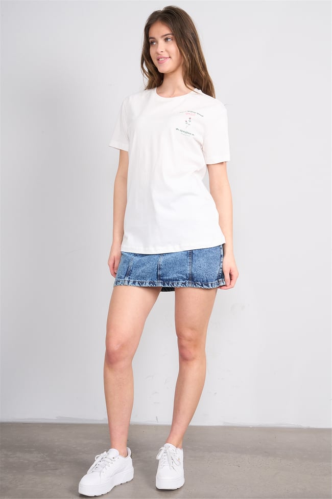 C.K Y26 8960 Fithit Byn B.Yk Regular Nakışlı T-shirt Krem