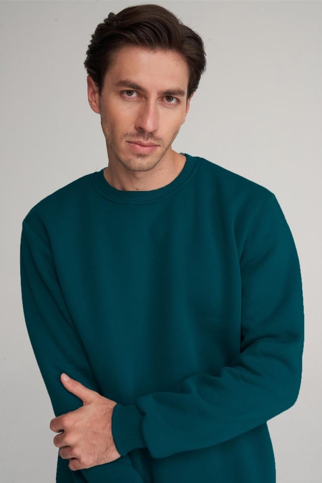 Çetinkaya Mentality 3036 3 İp Bisiklet Yaka Petrol Sweatshirt