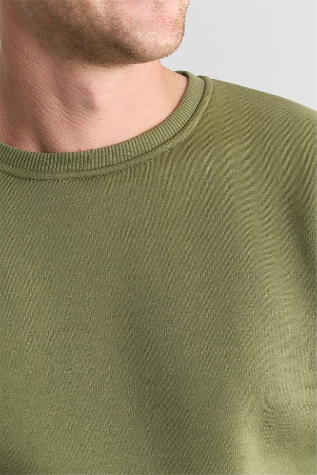 Çetinkaya Mentality 3036 Bisiklet Yaka Haki Sweatshirt