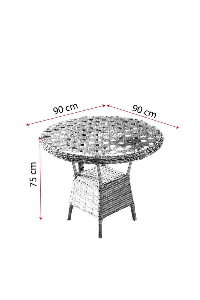 Evdemo Ayaz 4 Kişilik Rattan Bahçe Balkon Mutfak Masa Takımı Açık Gri