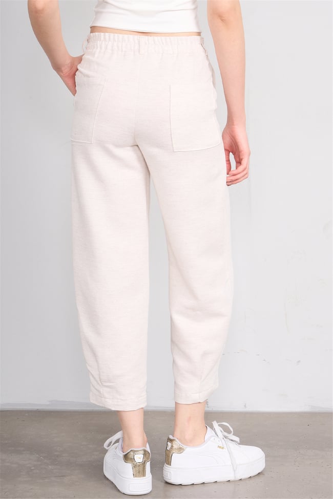 Fithit 7026 Bayan Boru Paça Keten Pantolon Natural