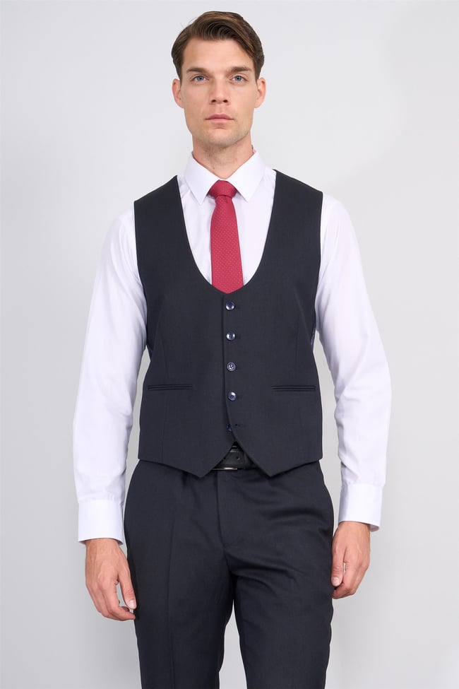 Kagi Lacivert Erkek Pamuk Polyester Roma Yelekli Takım
