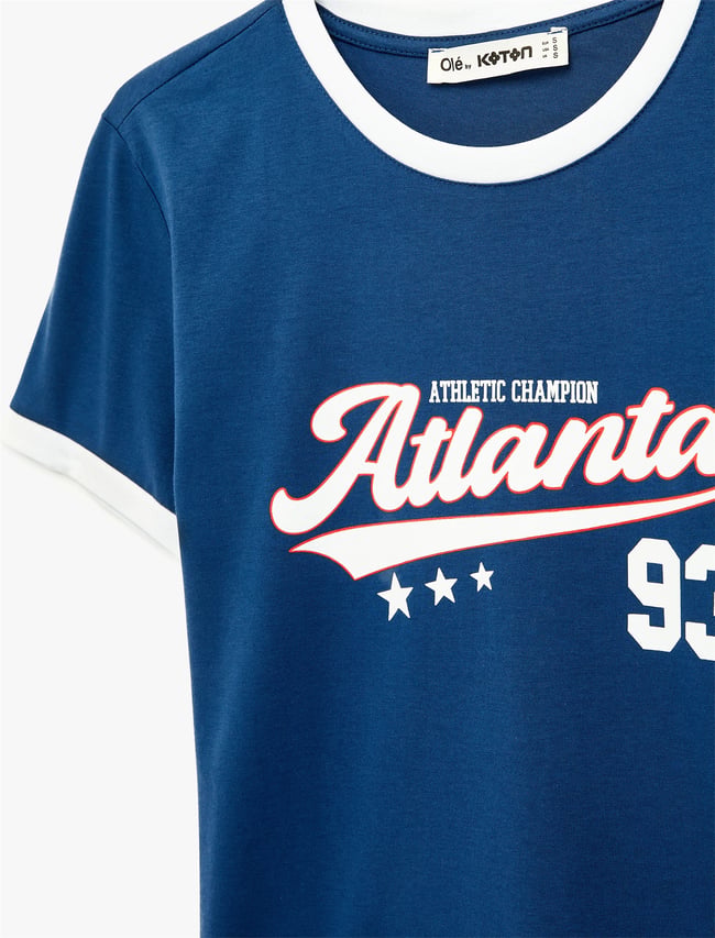 Koton Y26 6Sal10116Ik 702 Lacivert Kadın Jersey Kısa Kol T-shirt