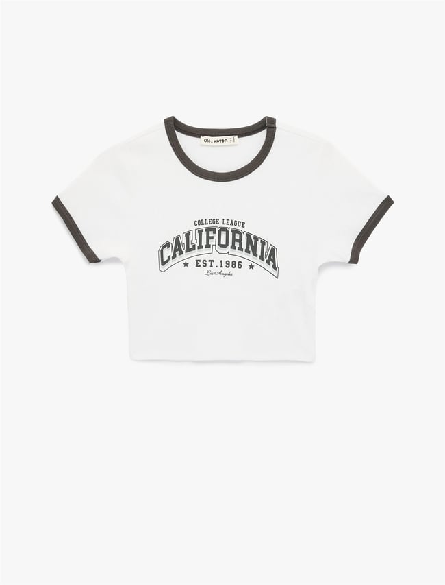 Koton Y26 6Sal10119Ik 010 Ekru Kadın Jersey Kısa Kol T-shirt