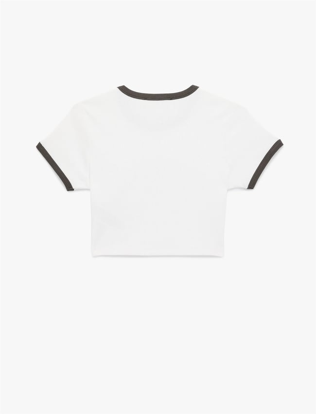 Koton Y26 6Sal10119Ik 010 Ekru Kadın Jersey Kısa Kol T-shirt