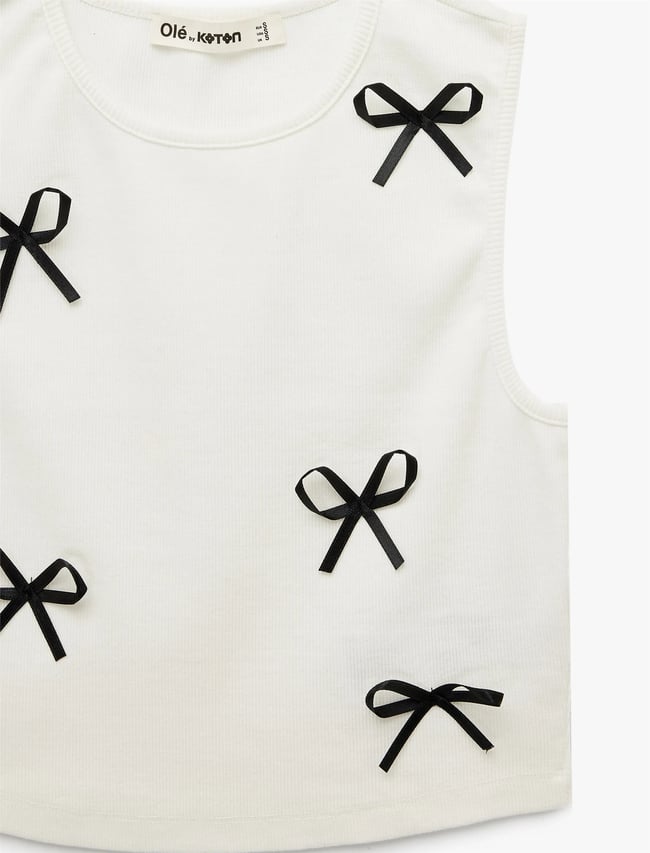 Koton Y26 6Sal30022Ik 010 Ekru Kadın Jersey Kolsuz T-shirt