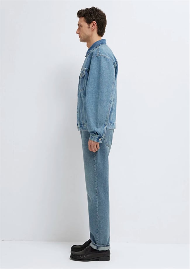 Mavı M0110001-A2096 Ryan Dusty Lt Blue Denım Erkek Oversıze Denım Ceket