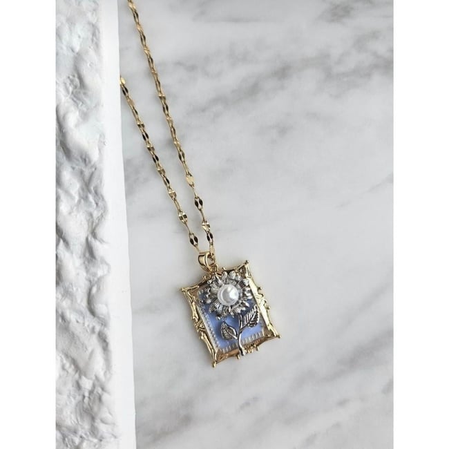 Çelik blue pearl kolye