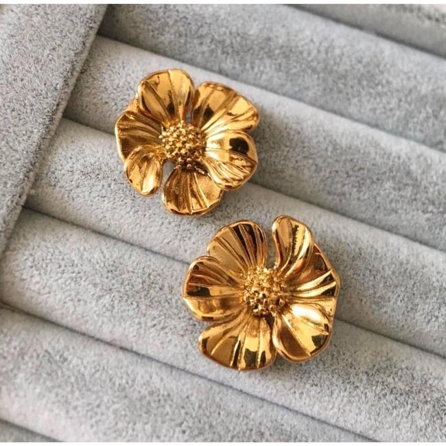 gold flower küpe
