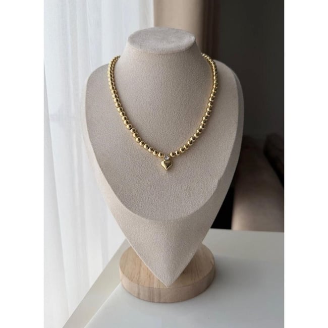 Pera heart golden kolye