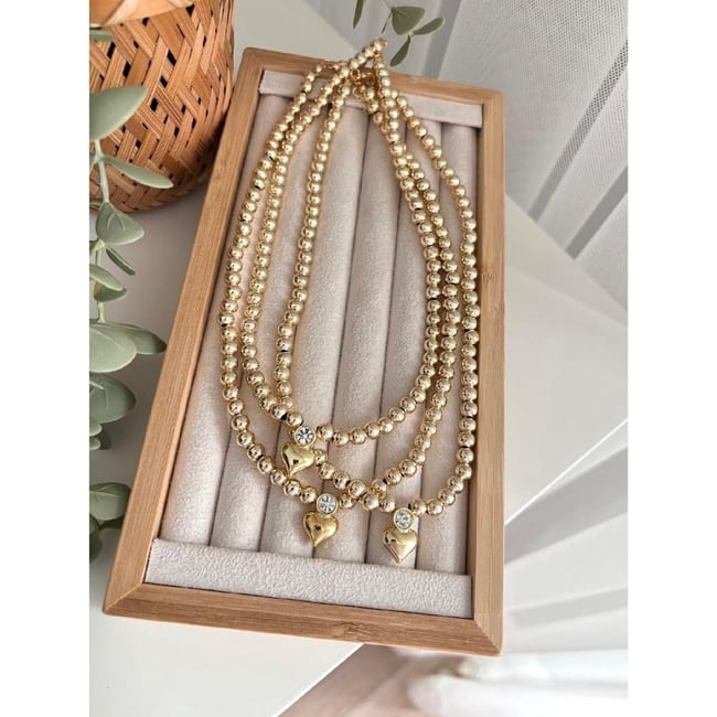 Pera heart golden kolye