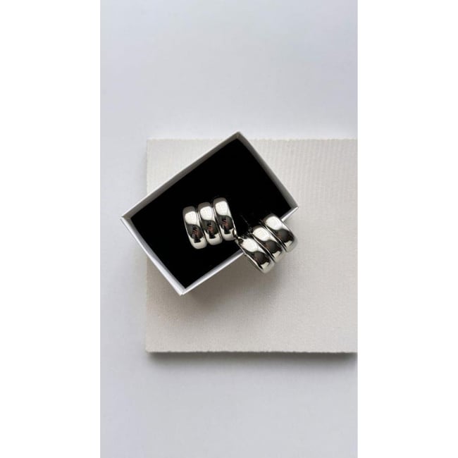 silver 3'lü görünüm küpe