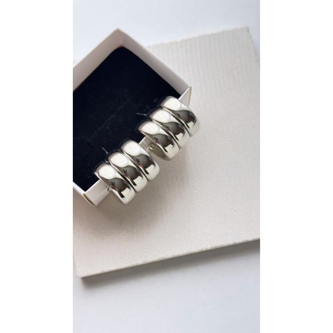 silver 3'lü görünüm küpe