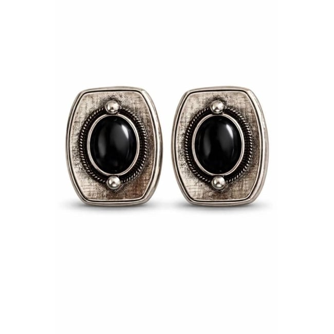 Silver eskitme black küpe