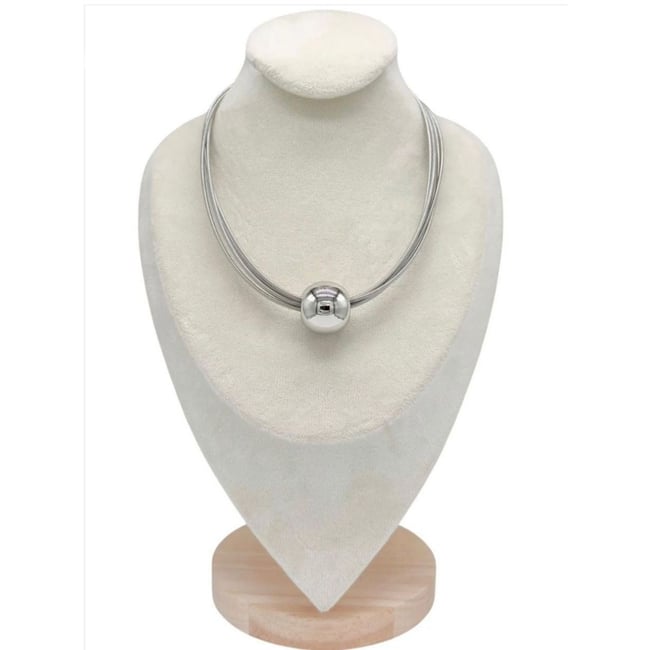 Silver top detay chocker kolye