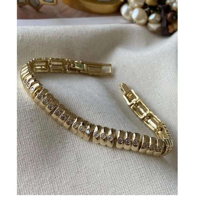 Taşlı plaka 14 k bileklik