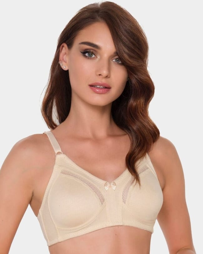 335 - Dantelli Penye Toparlayıcı Sütyen Telsiz Süngersiz Gri 80 B