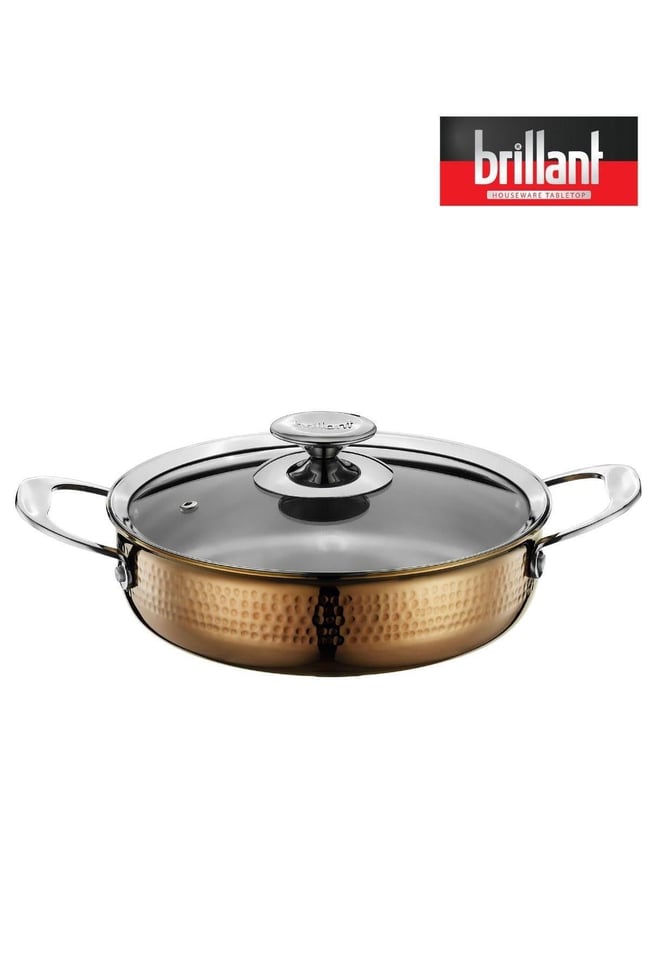 ANATOLIA 3 PLY TENCERE BASIK CAM KAPAKLI BAKIR RENK 26cm