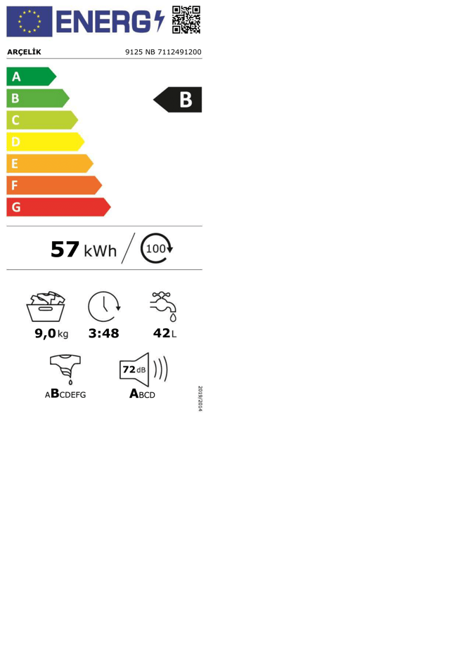 Arçelik 9125 NB 9 Kg Çamaşır Makinesi