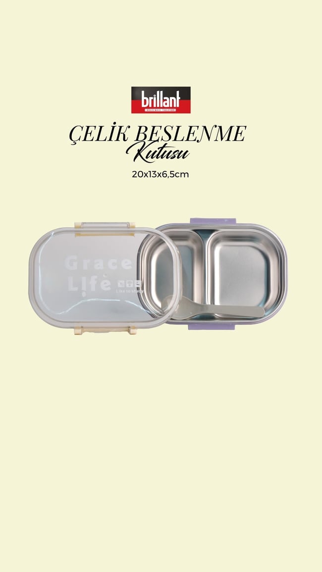 BRİLLANT Grace Life 2 Bölmeli Lunch Box BR-6672 20X13x6,5Cm