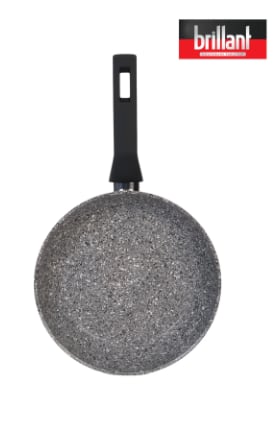 Brillant Lüks Granit 24 Cm Tava Yanmaz Yapışmaz Tava Gri