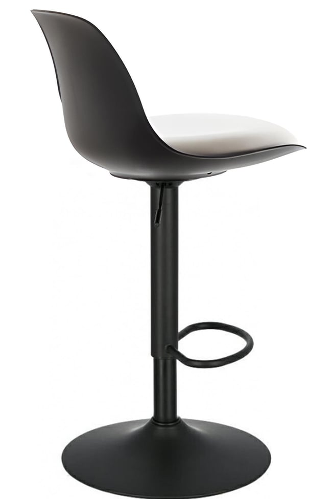 Bürocci Nadya Bar Sandalyesi -  Beyaz Deri - Mat Siyah Ayaklı Yüksek Bar Taburesi - 9537Y0109