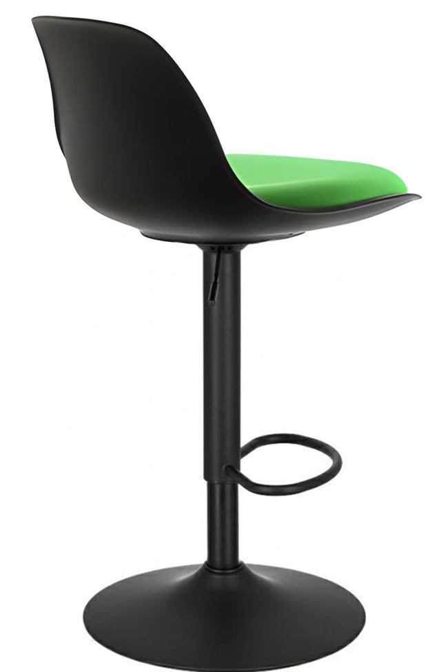 Bürocci Nadya Bar Sandalyesi - Yeşil Deri - Mat Siyah Ayaklı Yüksek Bar Taburesi - 9537Y0110