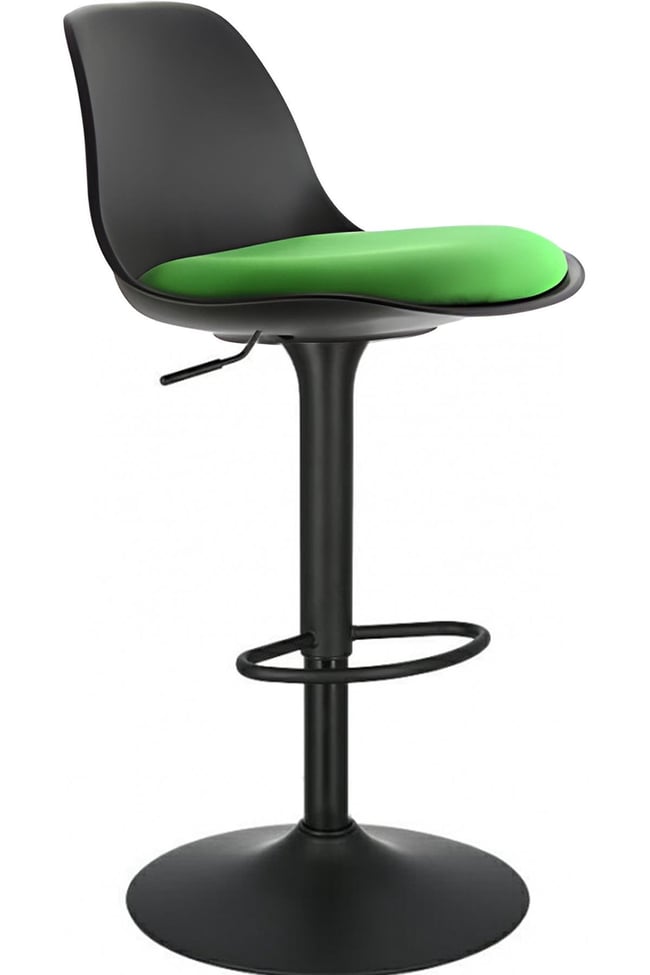 Bürocci Nadya Bar Sandalyesi - Yeşil Deri - Mat Siyah Ayaklı Yüksek Bar Taburesi - 9537Y0110